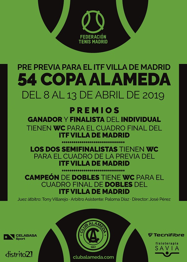 El Club Alameda organiza la 54 Copa Alameda del 8 al 13 de abril