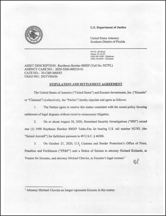 Jos&eacute; Leggio Cassara | Fiscal&iacute;a en EEUU confirma ausencia de delitos en caso de aeronave familiar de 2020