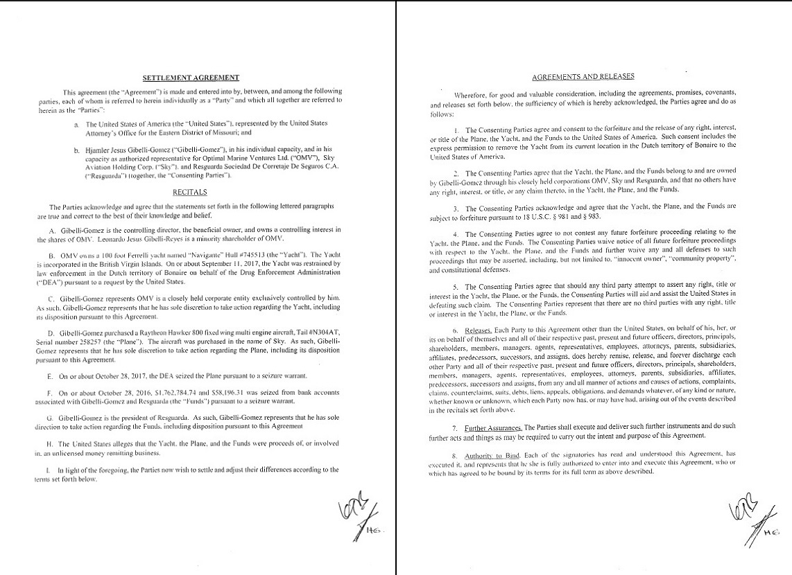 Hjalmar Jes&uacute;s Gibelli G&oacute;mez | &iexcl;Acuerdo definitivo! Justicia de EEUU cierra procesos legales en su contra